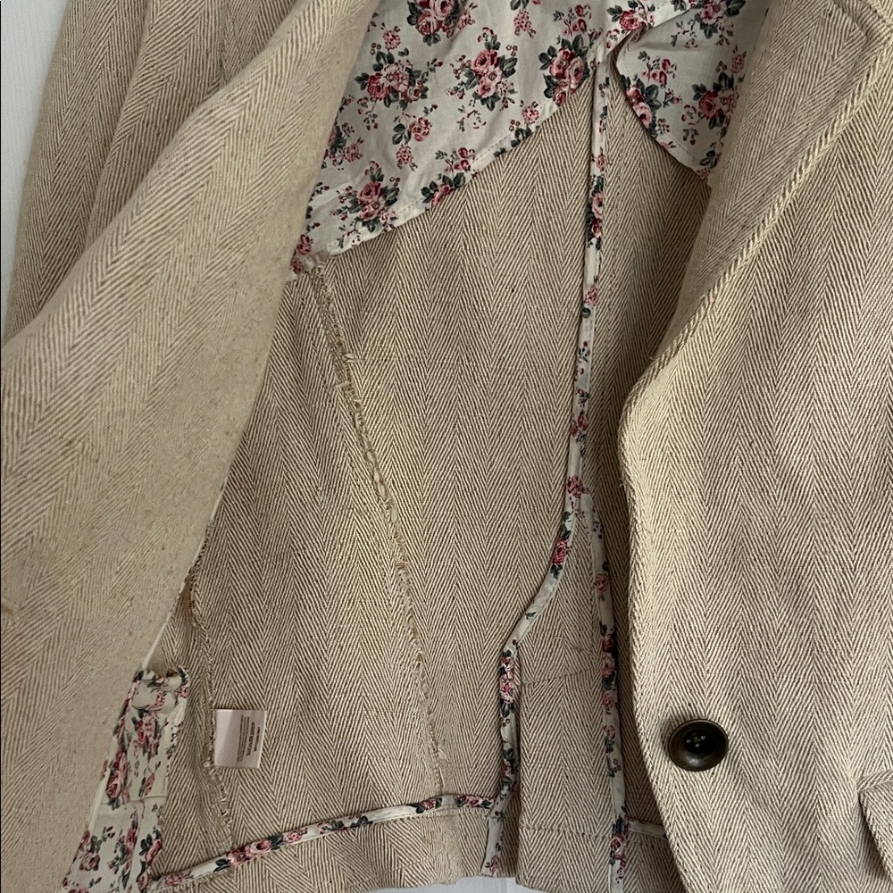 Free People Beige Cropped Blazer Jacket - Picture 6 of 7